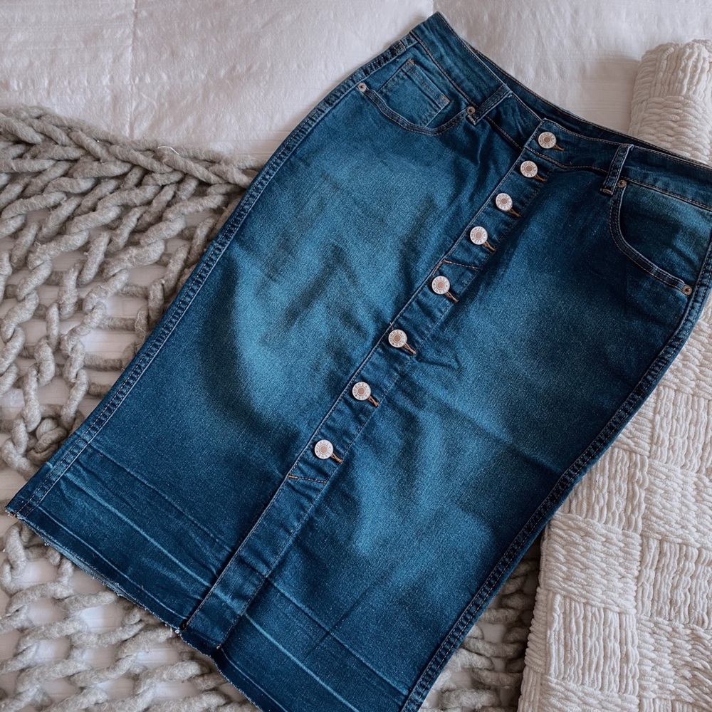 spring sunflowers denim skirt // Sold Out - Picture 4 of 6